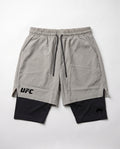 UFC Venum Stone Gray 2-in-1 Training Shorts with Inner Tights