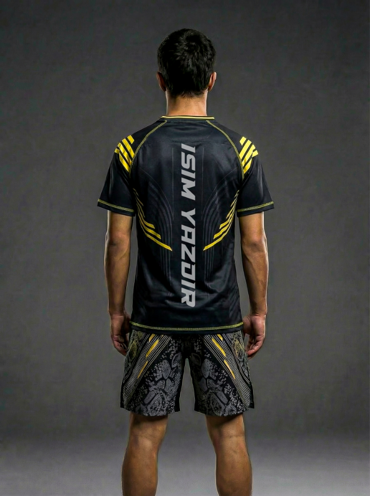 UFC Venum Adrenaline Dövüş Forması – Siyah/Altın Walkout Jersey | Erkek