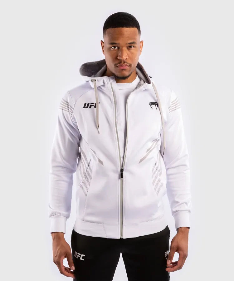 UFC Venum Pro Line Fermuarlı Sweatshirt – Beyaz Kapüşonlu | Dövüş