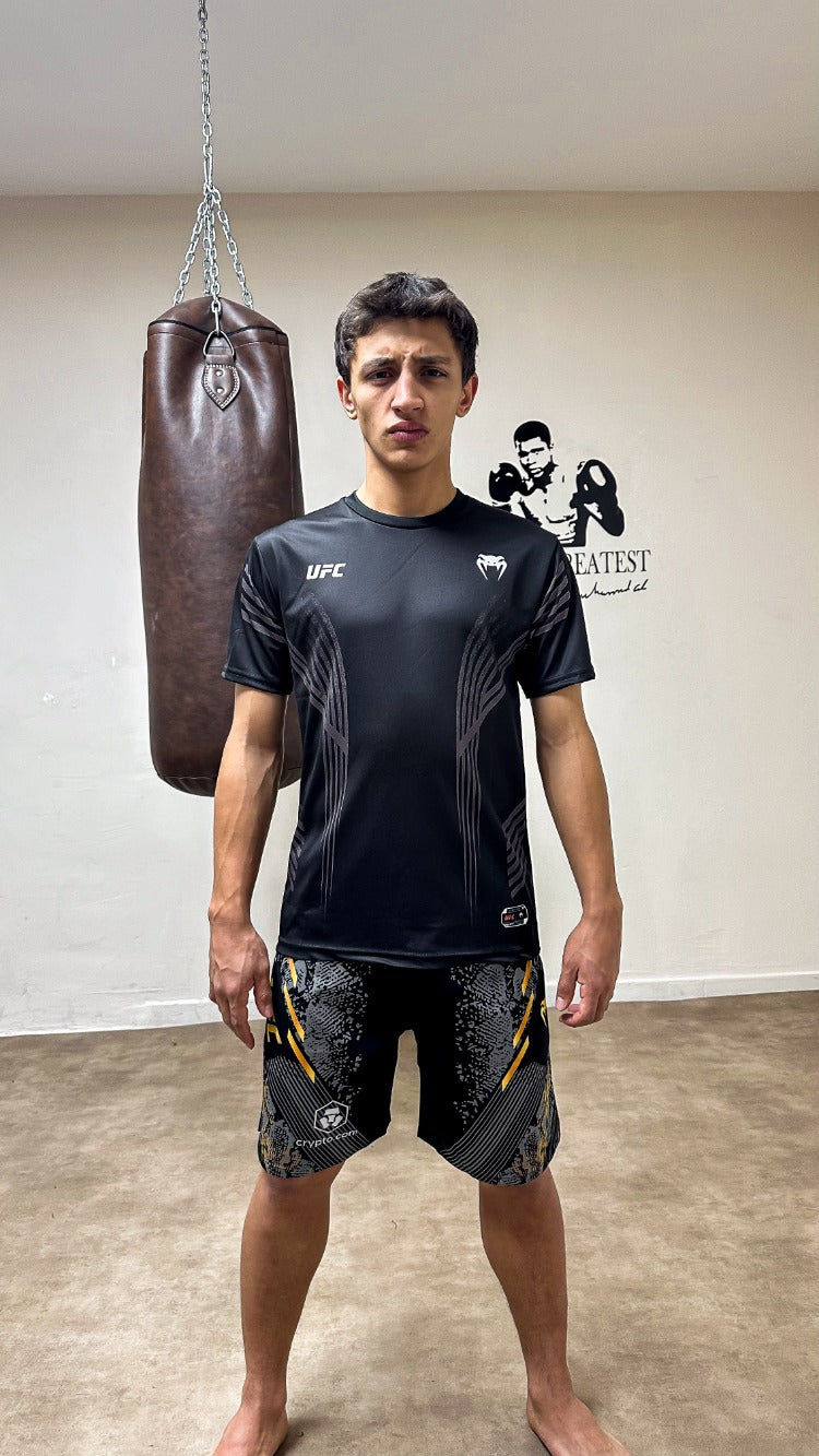 UFC Venum Fight Night Dövüş Forması – Siyah Walkout Jersey | Erkek