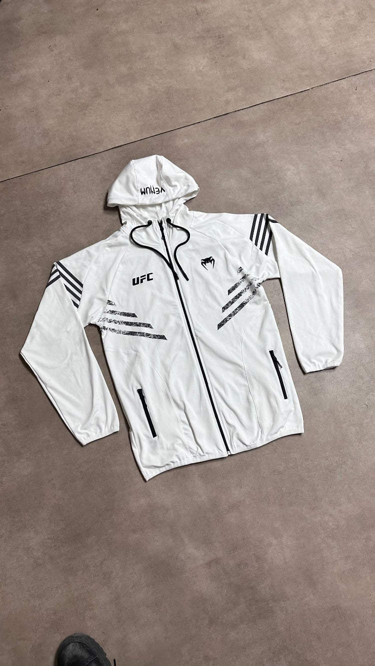 UFC Venum Pro Line Fermuarlı Sweatshirt – Beyaz Kapüşonlu | Dövüş