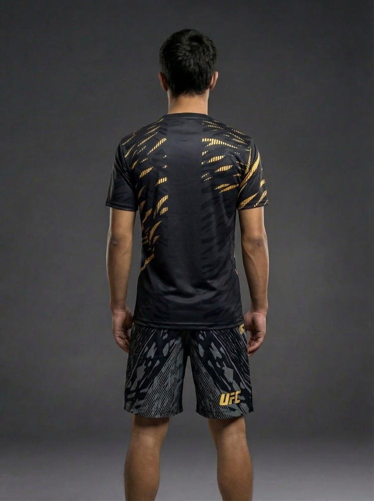 UFC Venum Fusion Dövüş Forması – Siyah/Altın Walkout Jersey | Erkek