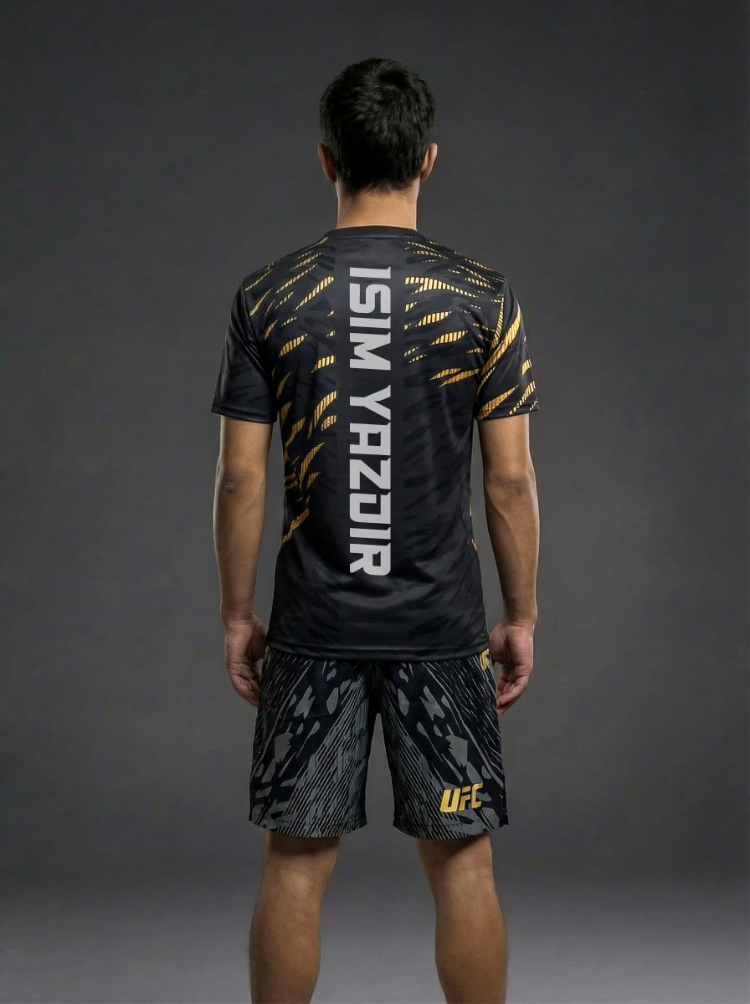 UFC Venum Fusion Dövüş Forması – Siyah/Altın Walkout Jersey | Erkek