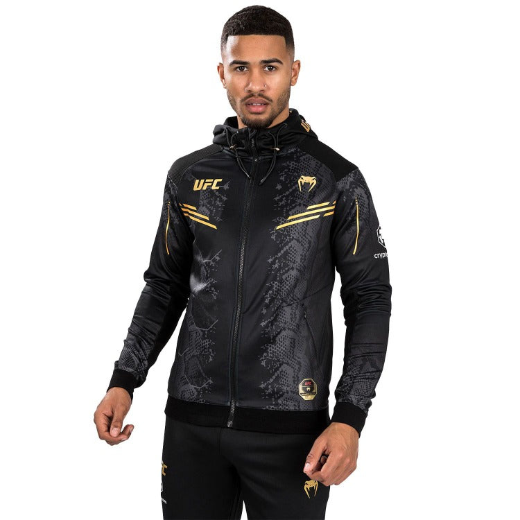 UFC Adrenaline Fermuarlı Sweatshirt – Altın/Siyah Kapüşonlu Ceket | Venum